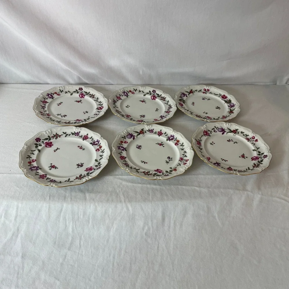 Floral Porcelain Plates with Gold‎ Trim, Decorative Serving Dishes 20 piece set